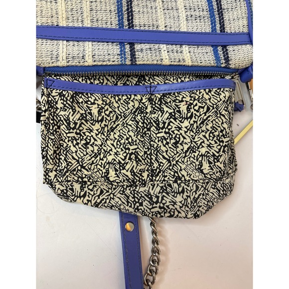 Rebecca Minkoff Mini Crossbody Bag Blue Striped Woven Leather Trim -see pics - Picture 7 of 8